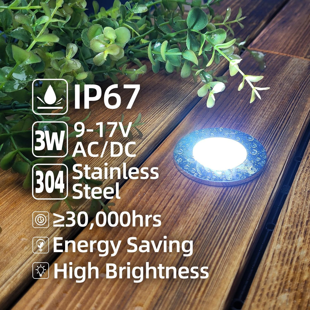 MALORY 3W Recessed Low Voltage Deck Light 6 Pack 2Inch