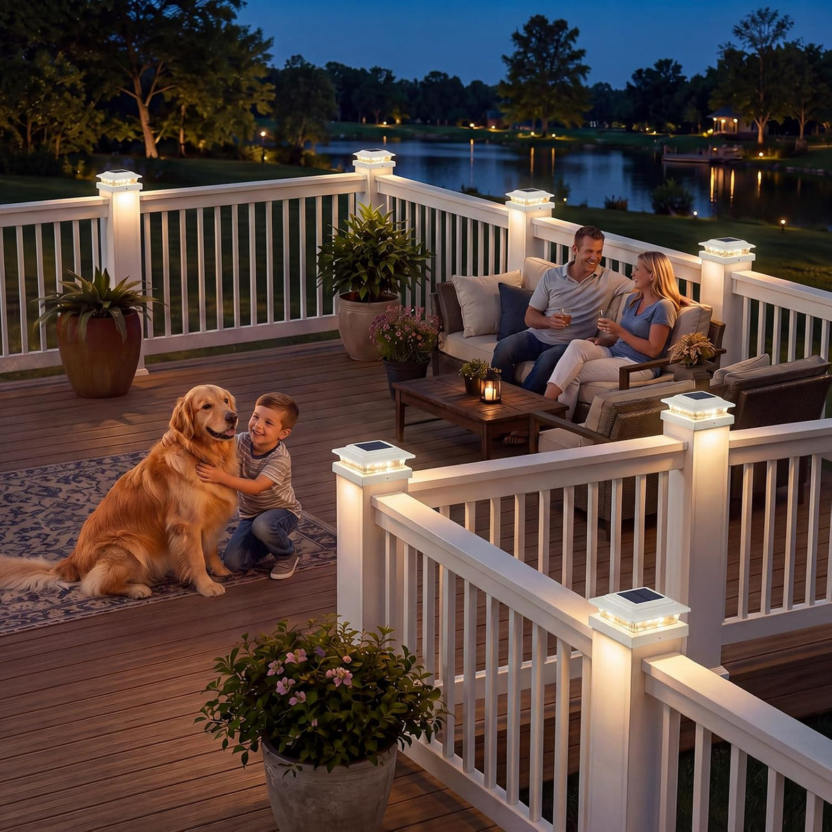 kolpop 4x4 Solar Post Cap Lights Outdoor 12Pack- 3 Color Temperatures&2 Level Brightness, IP65 Waterproof, 16 LED Fence Deck Post Light Solar Powered Only for 4×4/3.5×3.5 Wood/Vinyl Posts(White)