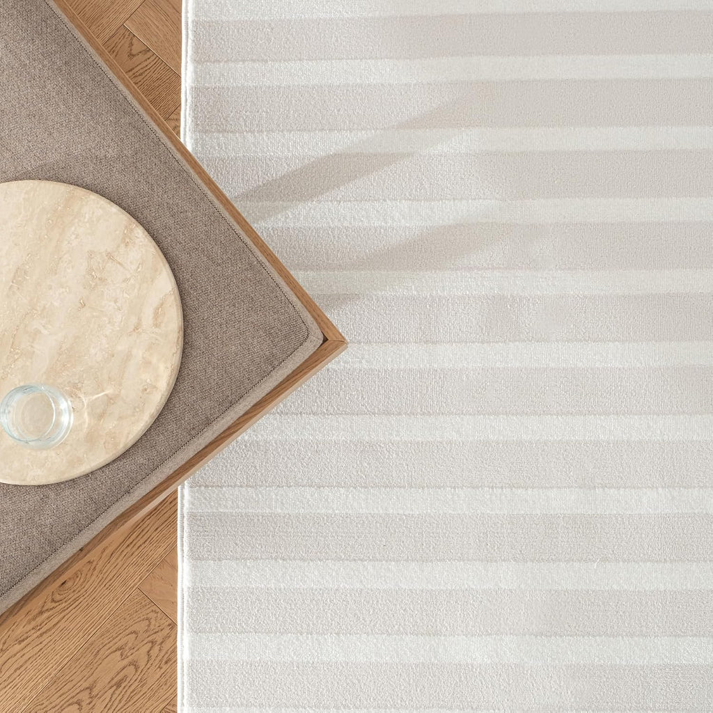 Revival Rugs Staves 8'x10' Area Rugs - Washable, Medium Pile, Modern, Cream