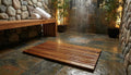 Bare Decor Cosi String Spa Shower Mat in Solid Teak Wood Oiled Finish, Large: 31.5" x 20"