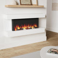 SimpliFire Format 36-Inch Wall Mount Electric Fireplace with 50-Inch Floating Mantel (SF-FORMAT36-SF-FM50-WH)