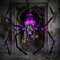 52" Halloween Giant Skull Face Spider, Lighted Outdoor Decoration with Flashing Red & Green Eyes, 70 LED Glowing Spider for Yard, Lawn, Porch, Haunted House Decor (52" Wall-Mounted)