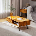 Bme Georgina Solid Wood Coffee Table, 2 Drawers & Open Shelves, Teak Brown