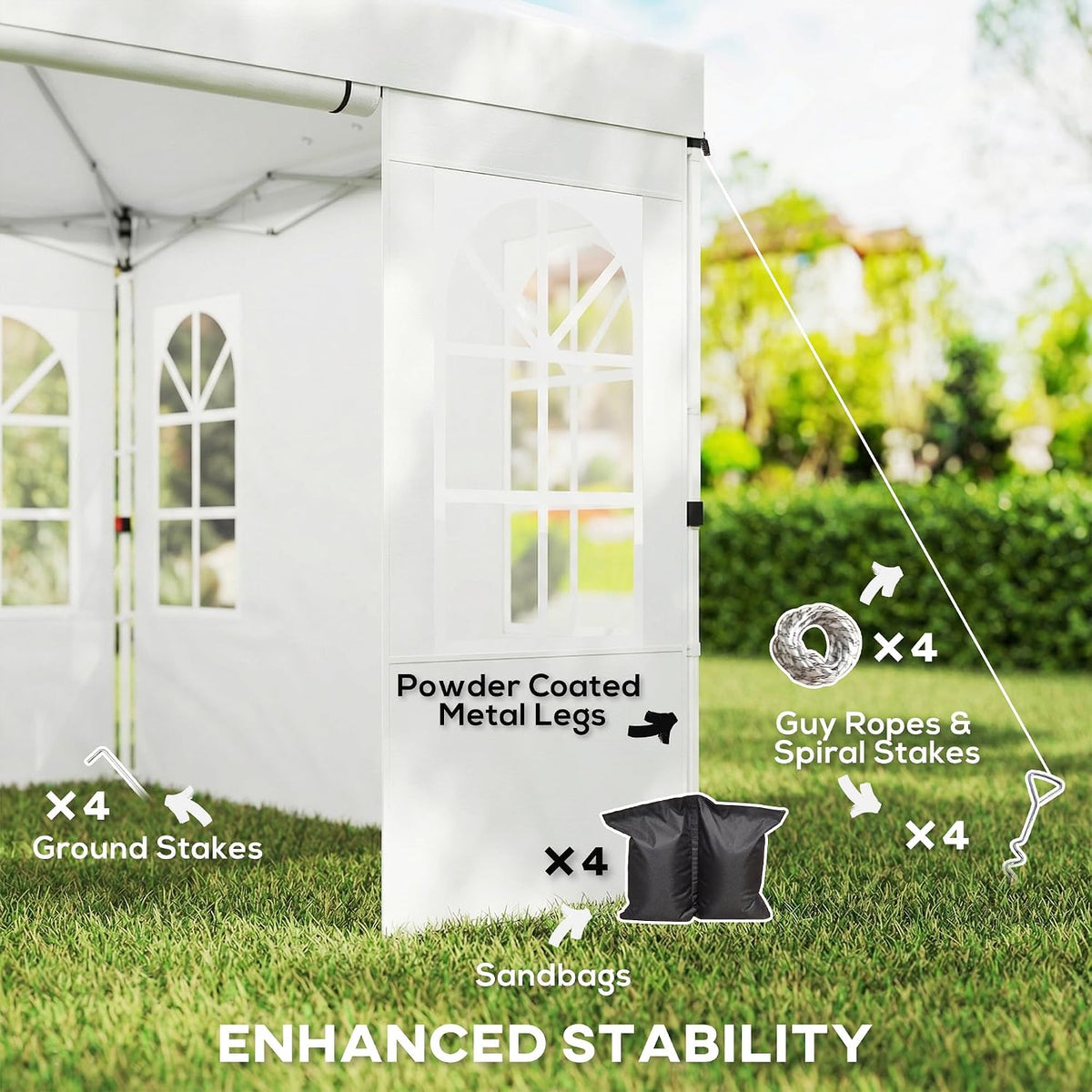 Outsunny 9.6 x 9.6 ft Pop Up Canopy Tent with Sidewalls UPF50+, White