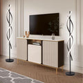 NKU Spiral Floor Lamp for Living Room Modern LED Floor Light with Remote Dimmable Control Sleek Spiral Design Corner Lamp for Bedroom and Office Lighting Tall Standing Black 63 Inch