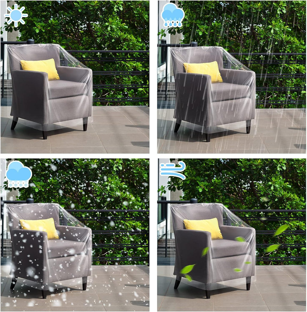 tudomro 8 pcs outdoor clear plastic chair covers, close-up detail