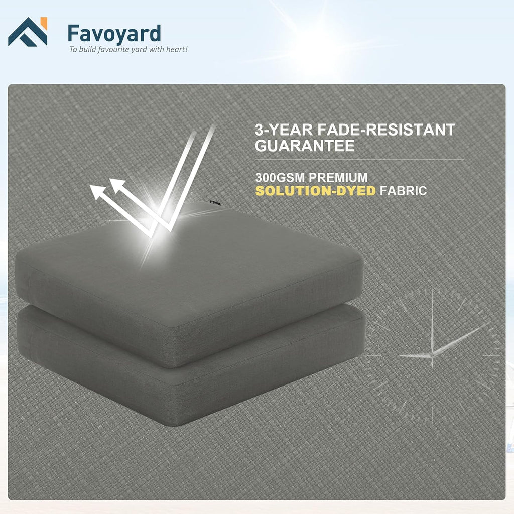 Favoyard 2-Pack Outdoor Chair Cushion, 19 x 19 x 3 in, Rainproof, Dark Gray