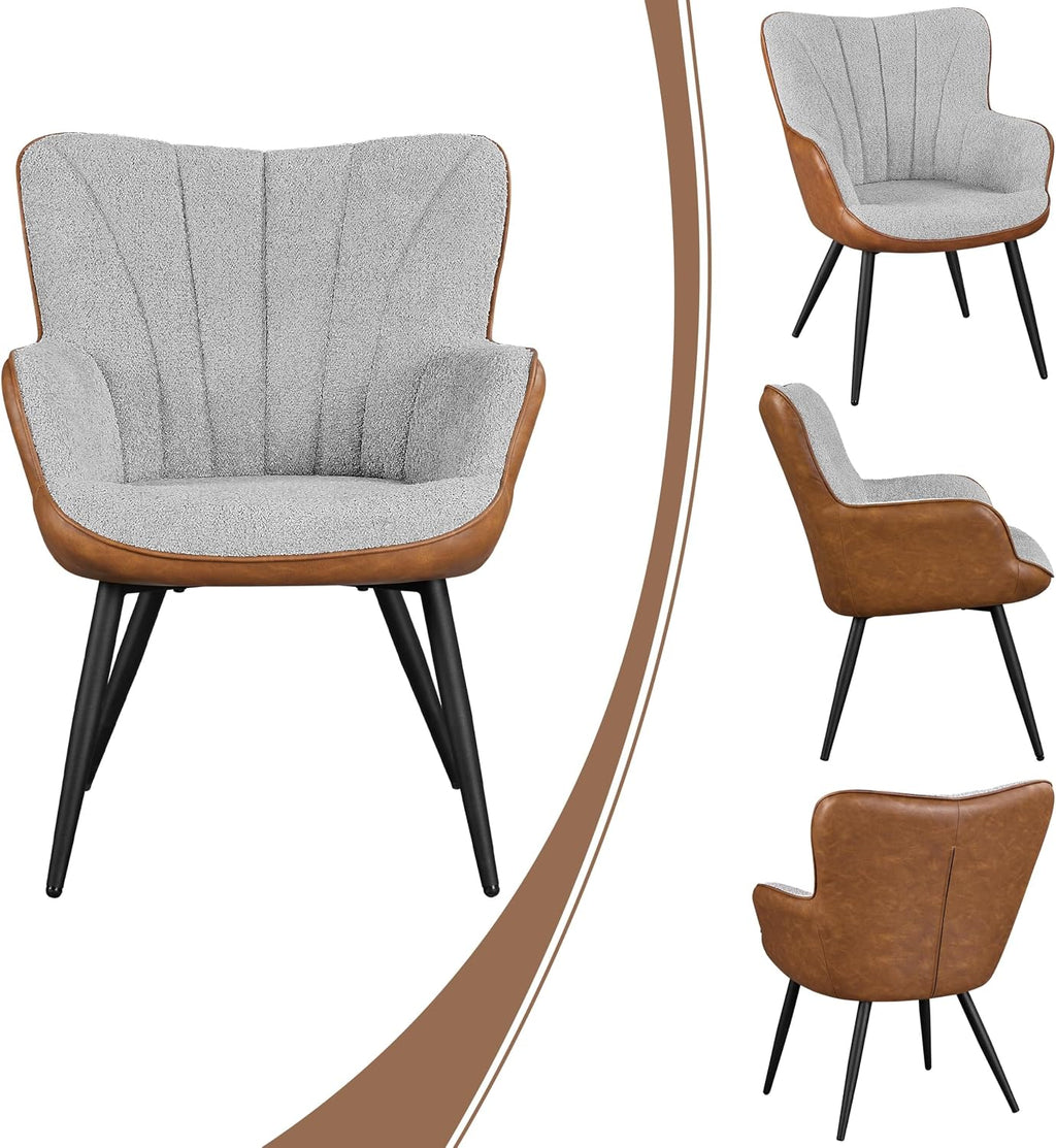 Yaheetech Accent Chair, Upholstered Armchair, Gray/Retro Brown