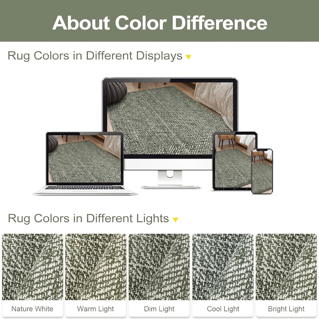 LEEVAN Washable Outdoor Area Rug 4x6 Hand-Woven Cotton Living Room Rug