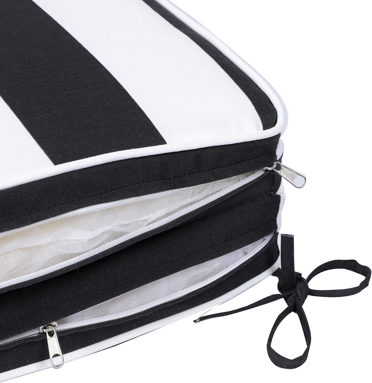 Outdoor Chaise Lounge Cushions 2 Pack, Weather-Resistant Patio Pool Lounge Cushions, (Black & White)