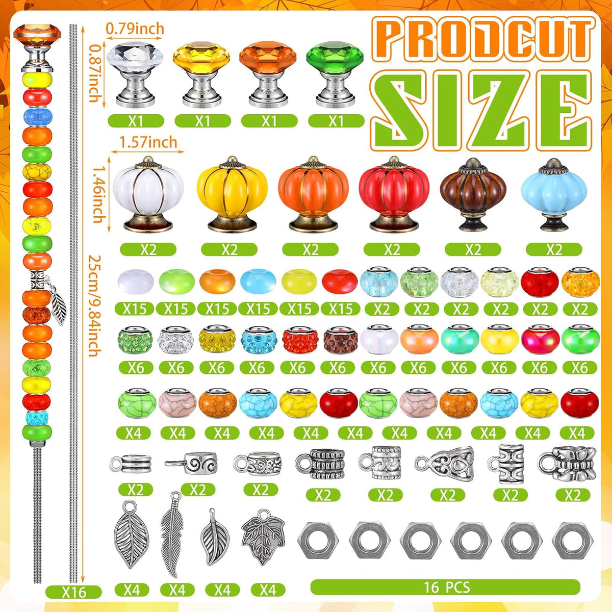 Hicarer 338 Pcs Fall Beaded Fall Garden Stakes DIY Fairy Wand Kit