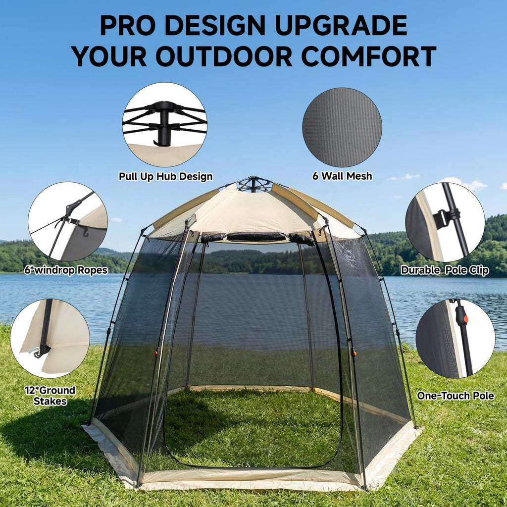 Alvantor® Screen House Gazebo, 4-6 Person Pop Up Screen Tent, Instant Screen Room with Carry Bag, Outdoor Mosquito Tent Camping, Sun Shade Shelter for Patio, Garden, Backyard, Deck 10 x 10 x 7 FT