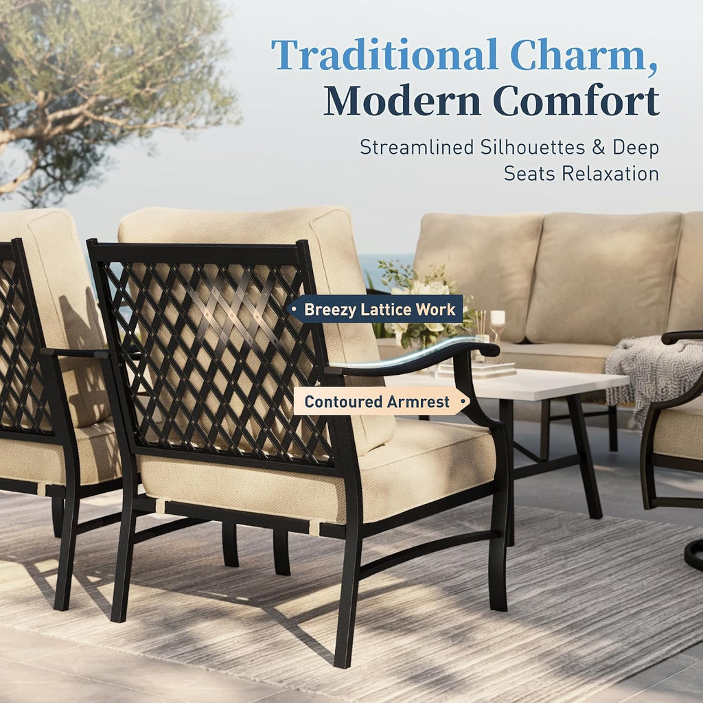 SUNSHINE VALLEY 4-Piece Metal Wrought Iron Outdoor Conversation Set, 5 Seats