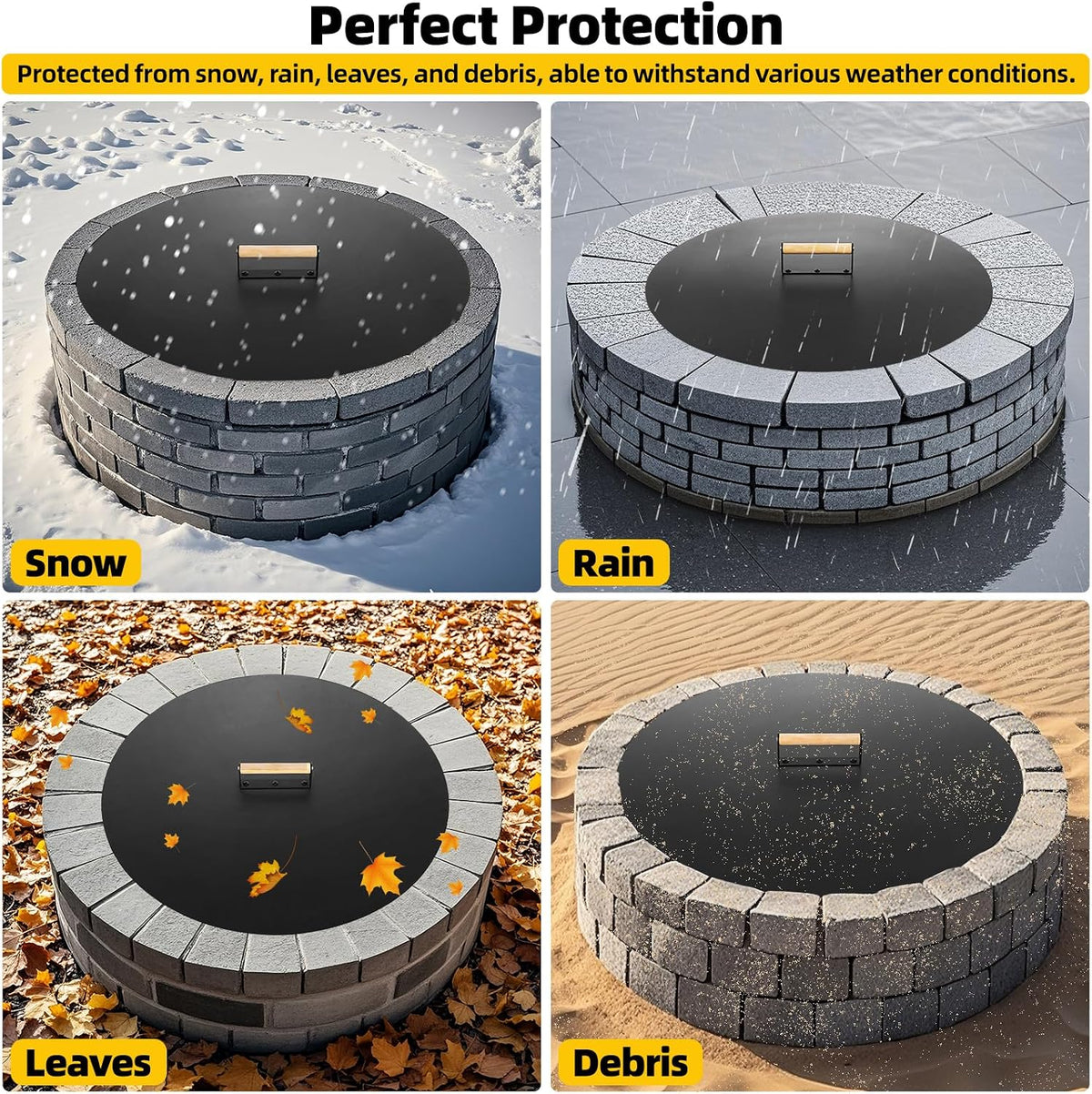 G GOOD GAIN Firepit Lid Round 30 Inch,Rust Resistant Fire Pit Lid Cover