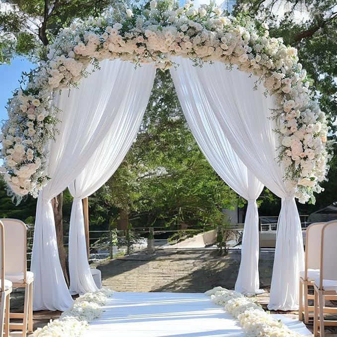 MDS Halloween Chiffon Draping Fabric - 2 Panel, 30" Wide x 30ft Long - Sheer Spooky Arbor & Canopy Drapery for Haunted House Backdrops, Party Ceilings, DIY Costumes & Themed Events - White (Pack of 2)