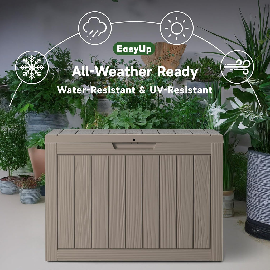 EasyUp 45 Gallon Waterproof Outdoor Storage Box UV Resistant Deck Box