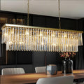 Luxury 55" Rectangule Gold Crystal Chandelier, Large Dining Room Chandelier