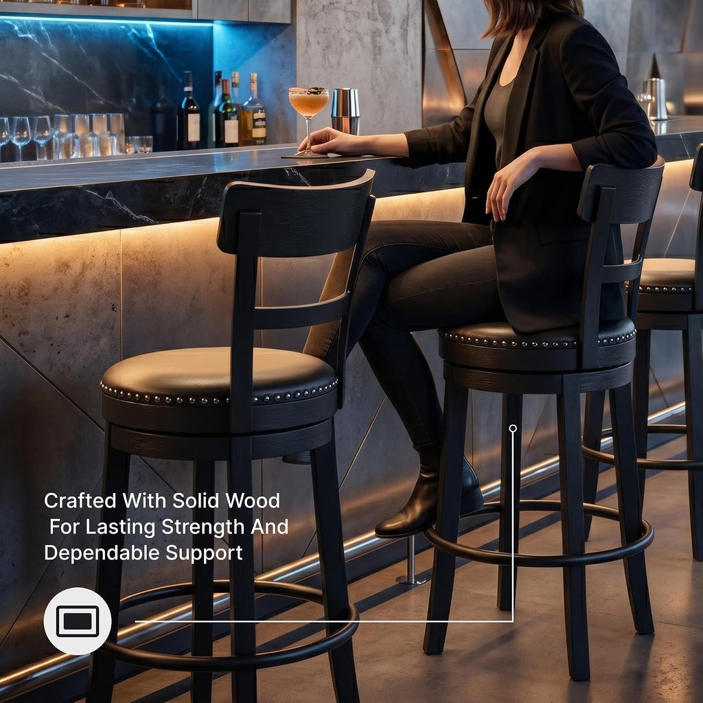 Signature Design by Ashley 1-Piece Counter Height Bar Stool, Black Swivel