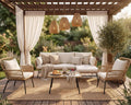 BULEXYARD 5 Pcs Boho Patio Furniture Set, Outdoor Wicker Sectional Sofa