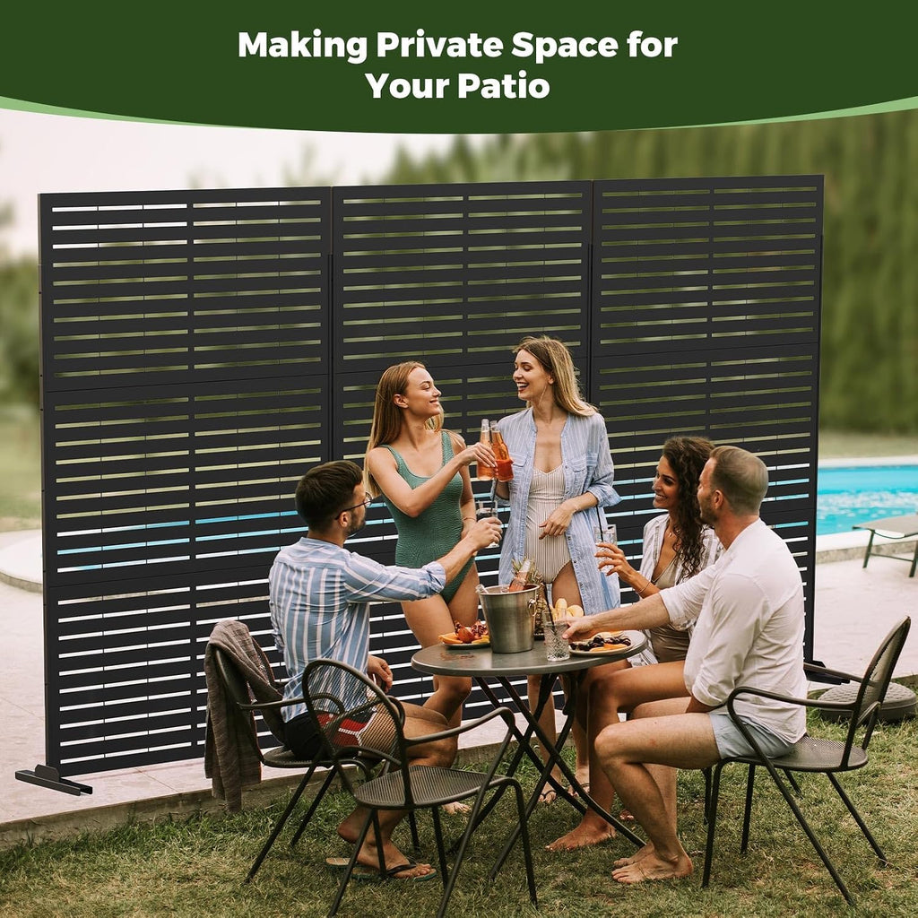 Kingsyard 72x47 Inch Metal Privacy Screen Outdoor Freestanding