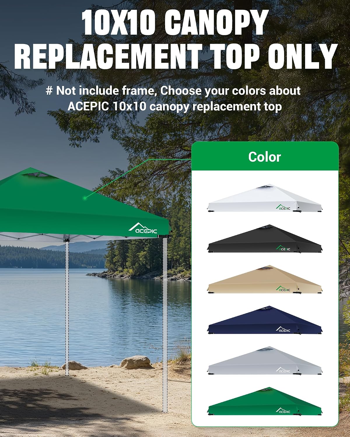 acepic upgraded 10x10 canopy replacement top with air on a desk or shelf