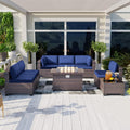 Kullavik 8 Piece Wicker Patio Furniture Set with Fire Pit Table