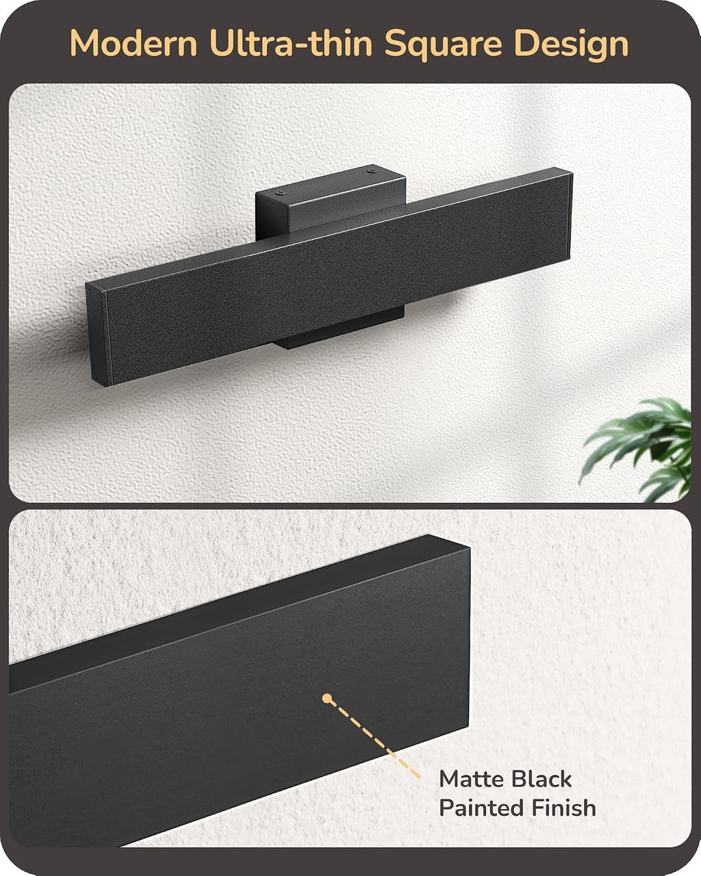 EDISHINE 2 Pack LED Outdoor Wall Lights, 15.7" Modern Black Outdoor Sconce