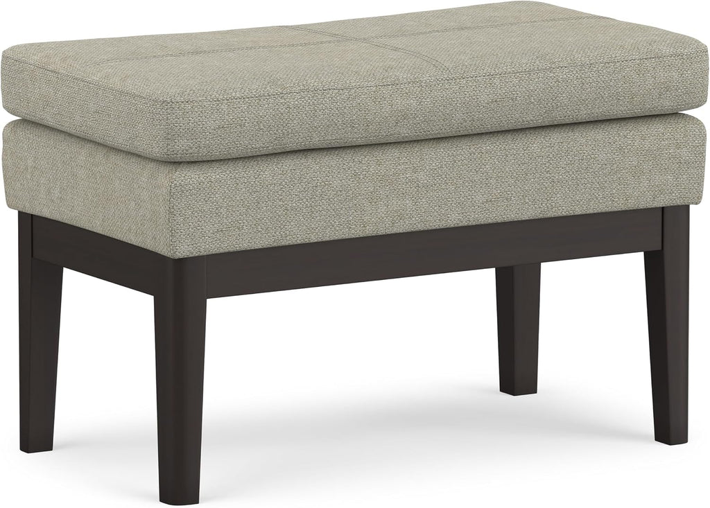 SIMPLIHOME Carlson 27" Wide Woven Fabric Rectangle Ottoman in Greige