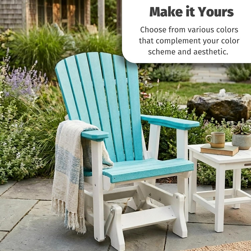 DutchCrafters Slat Fan Back Poly Adirondack Glider Outdoor Patio Chair (Tudor Brown & Cedar)