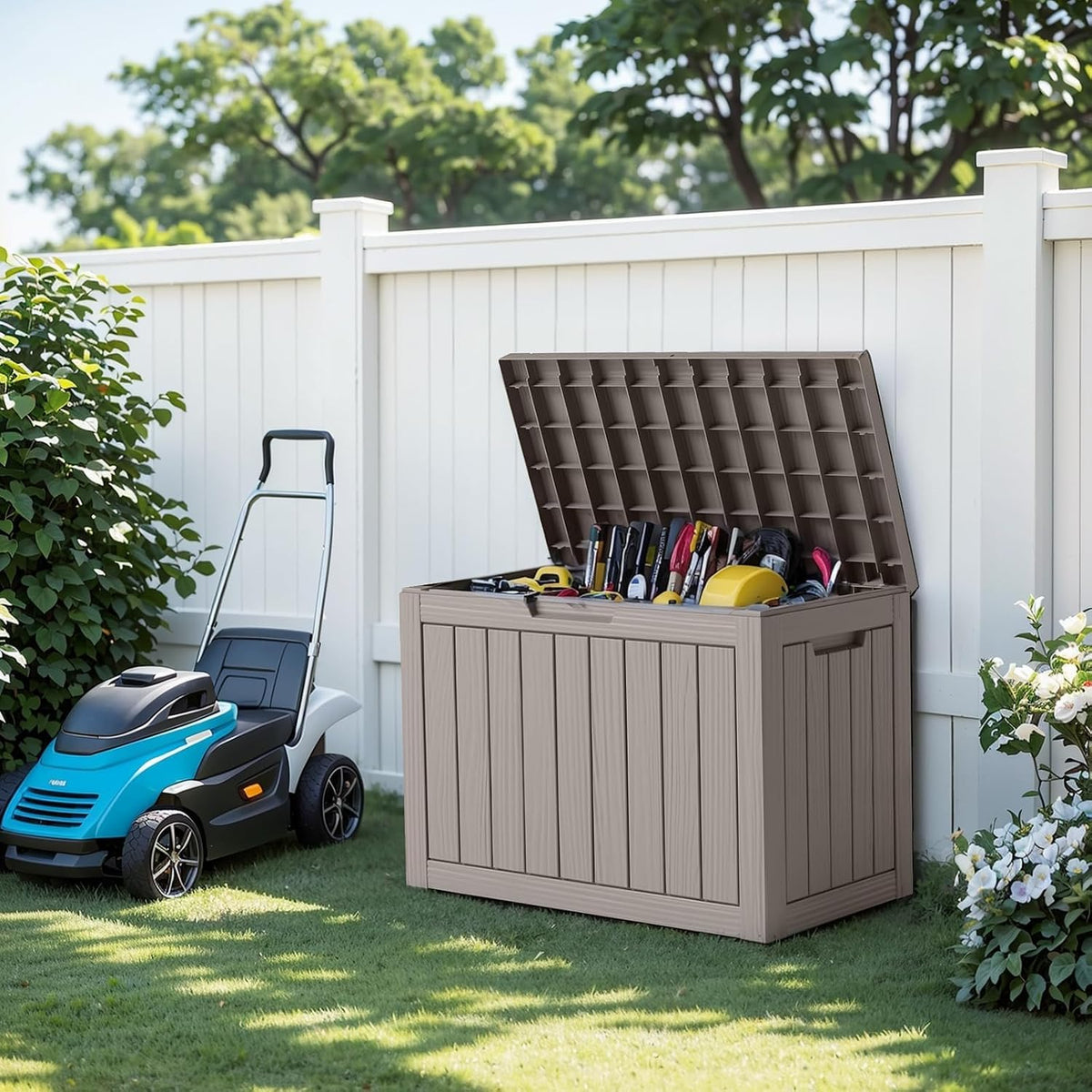 EasyUp 45 Gallon Waterproof Outdoor Storage Box UV Resistant Deck Box