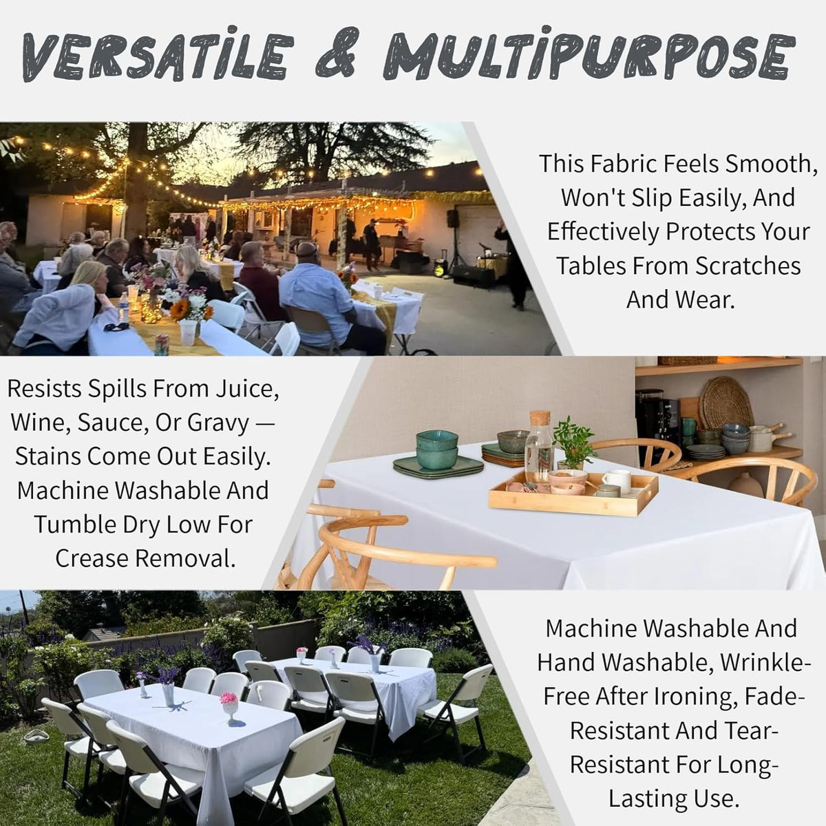 10 Pack White Table Cloth Rectangle Table Cloths for 8 Foot Rectangle Tables 60 X 126 Inch Washable Polyester Table Covers, Reusable & Wrinkle Resistant for Weddings, Parties, Events, and Everyday Use