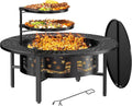 PrimeZone 42" Outdoor Wood Burning Fire Pit with 2 Adjustable Grills