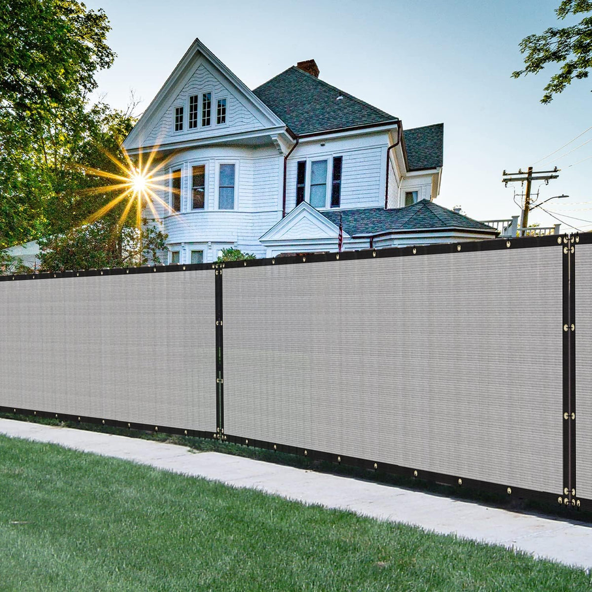 6'×50' Privacy Screen Fence Windscreen Mesh Shade Net Cover Heavy Duty Fencing Blockage for Outdoor Wall Garden Yard Backyard Balcony, Light Gray
