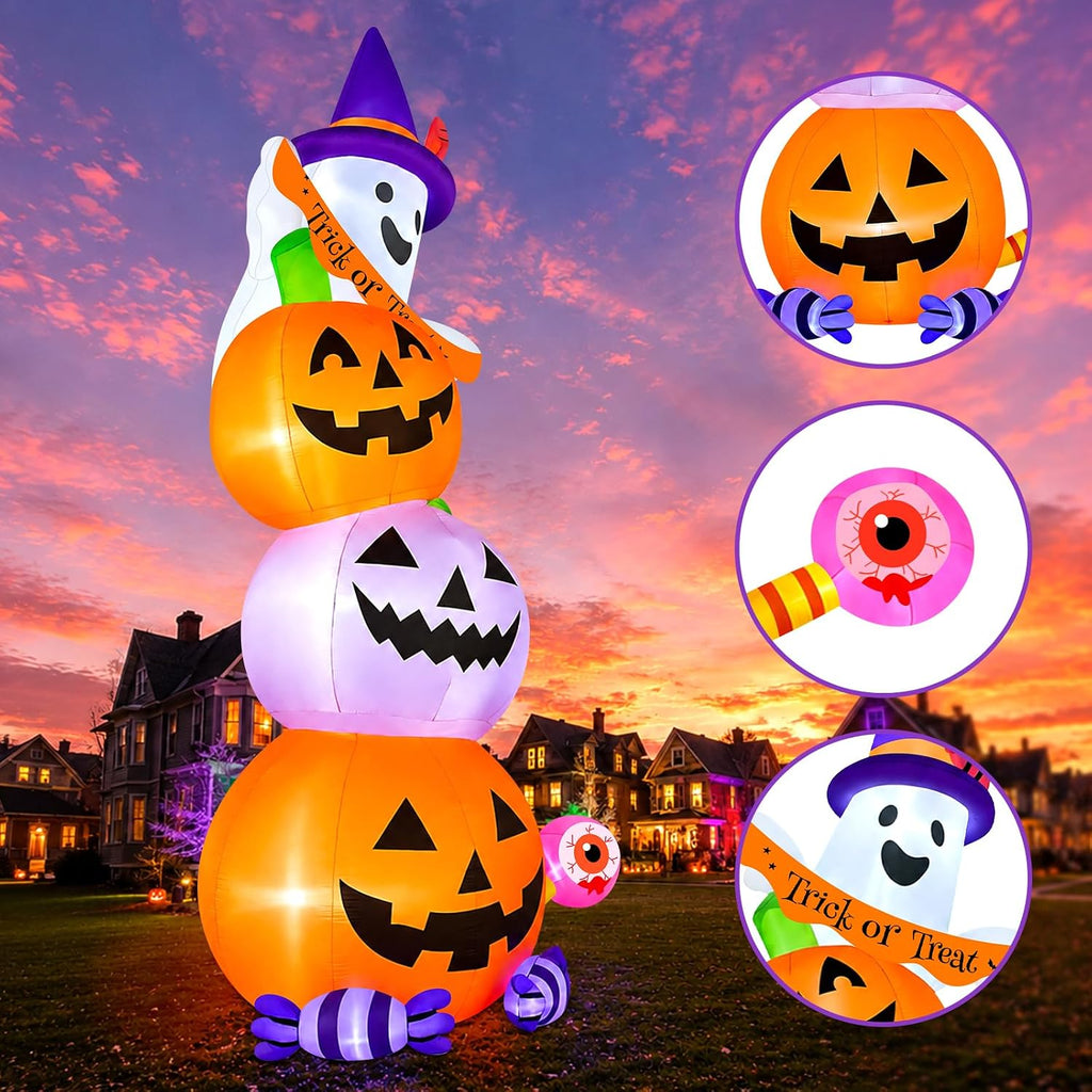 Kalolary 20FT Tall Halloween Inflatables Pumpkin Ghost