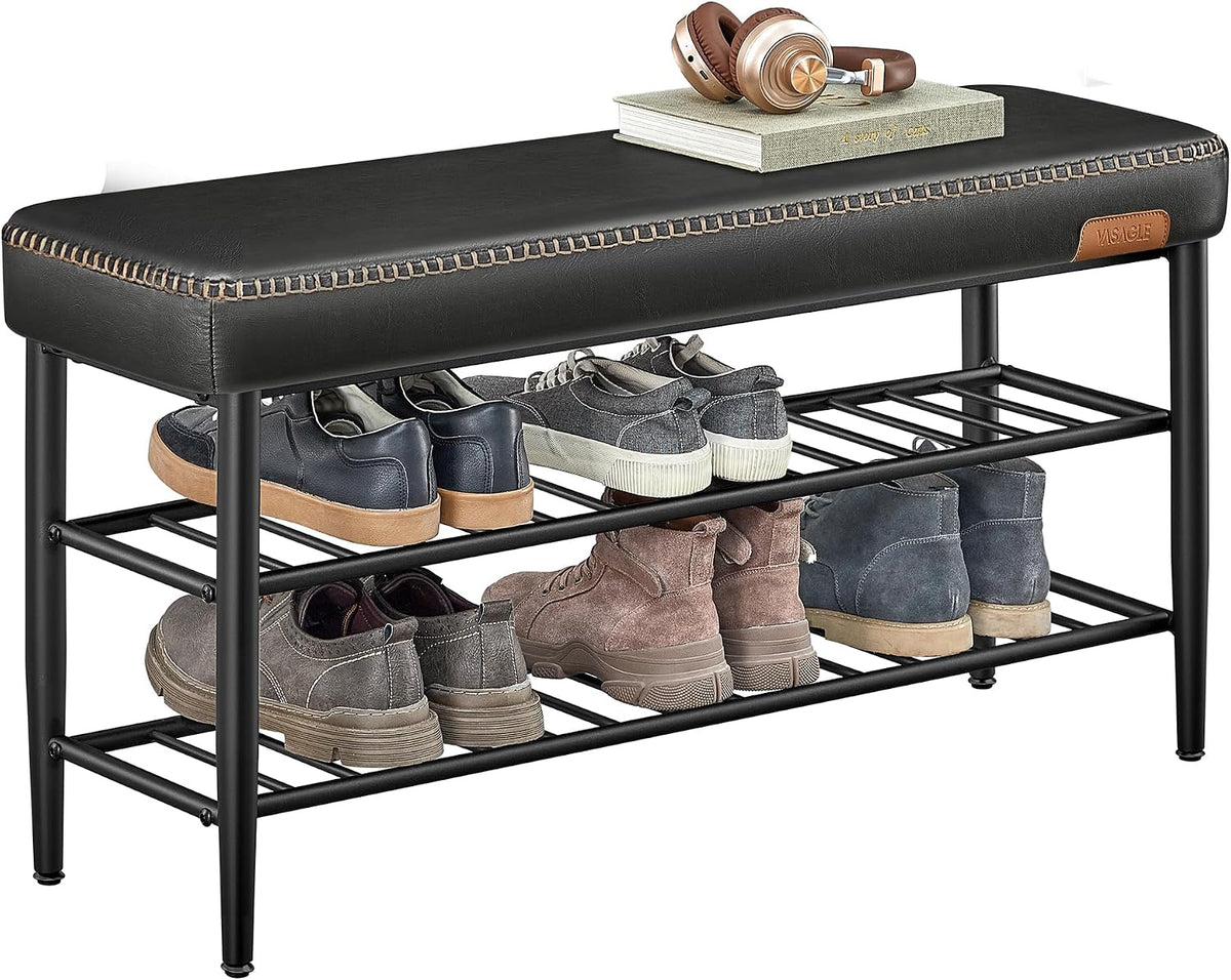 VASAGLE Shoe Bench, Synthetic Leather with Stitching, Loads 300 lb