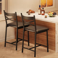IDEALHOUSE 26" Bar Stools Set of 2, Counter Height Barstools with Back,Black