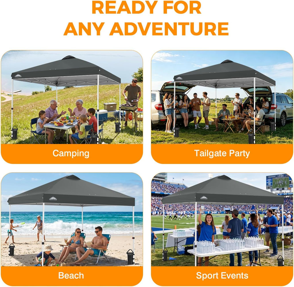 EAGLE PEAK 10x10 Pop Up Canopy Tent Easy Up Canopy Outdoor, Gray