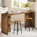 Tribesigns 63-Inch Bar Table with Louvered Base, Rustic Brown