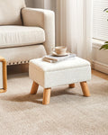 YMYNY Storage Ottoman, Small Foot Stool Ottoman with Storage, White HBD042W