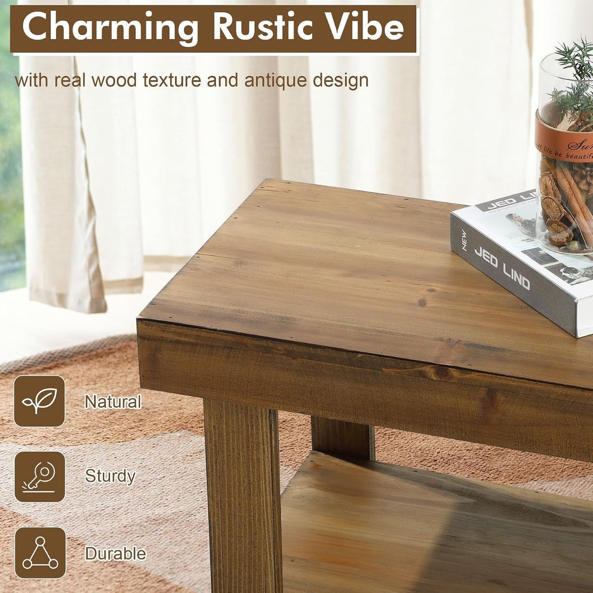 HOKYHOKY Solid Wood Entryway Bench - 42.6" Farmhouse Long Narrow Benches