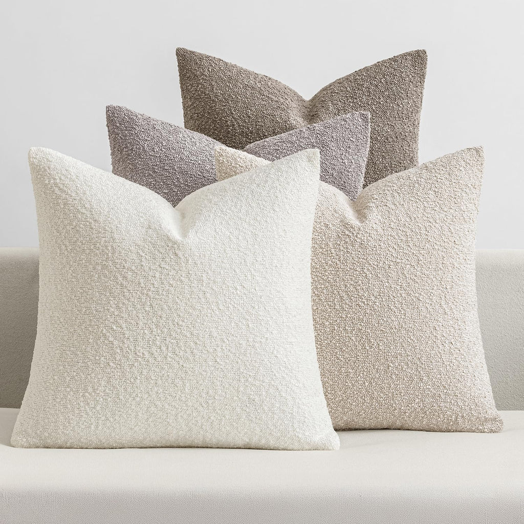 MIULEE Decorative Boucle Throw Pillow Covers 20x20 Inch Neutral Set of 4