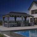 PURPLE LEAF Gazebo 10' X 20' 4.7" Thick Post with Light, Gray