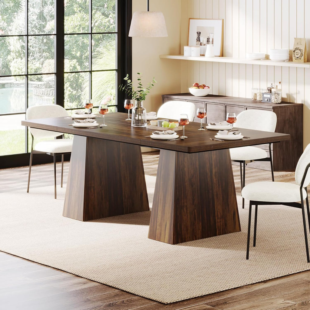 Tribesigns Dining Table for 6, Farmhouse Rectangular, Rustic Brown, 63" L x 31.5" W x 30" H