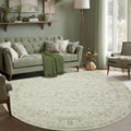 Sage Washable Rugs for Living Room Vintage Floral Patterned 6x6 Area Rug