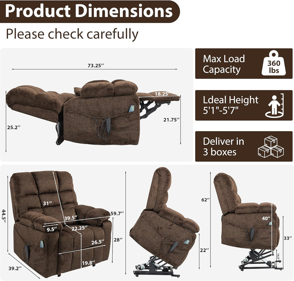 JIKFRIMA Oversized Zero Gravity Power Lift Recliner Chair for Elderly