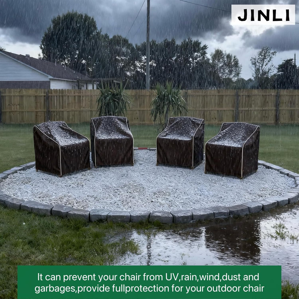 JINLI Waterproof Patio Adirondack Chair Cover 4-piece Set, Lawn/Garden Outdoor Furniture Cover, Suitable for Maximum Chair Size 32 inches Wide x 35 inches deep x 36 inches high (Black)