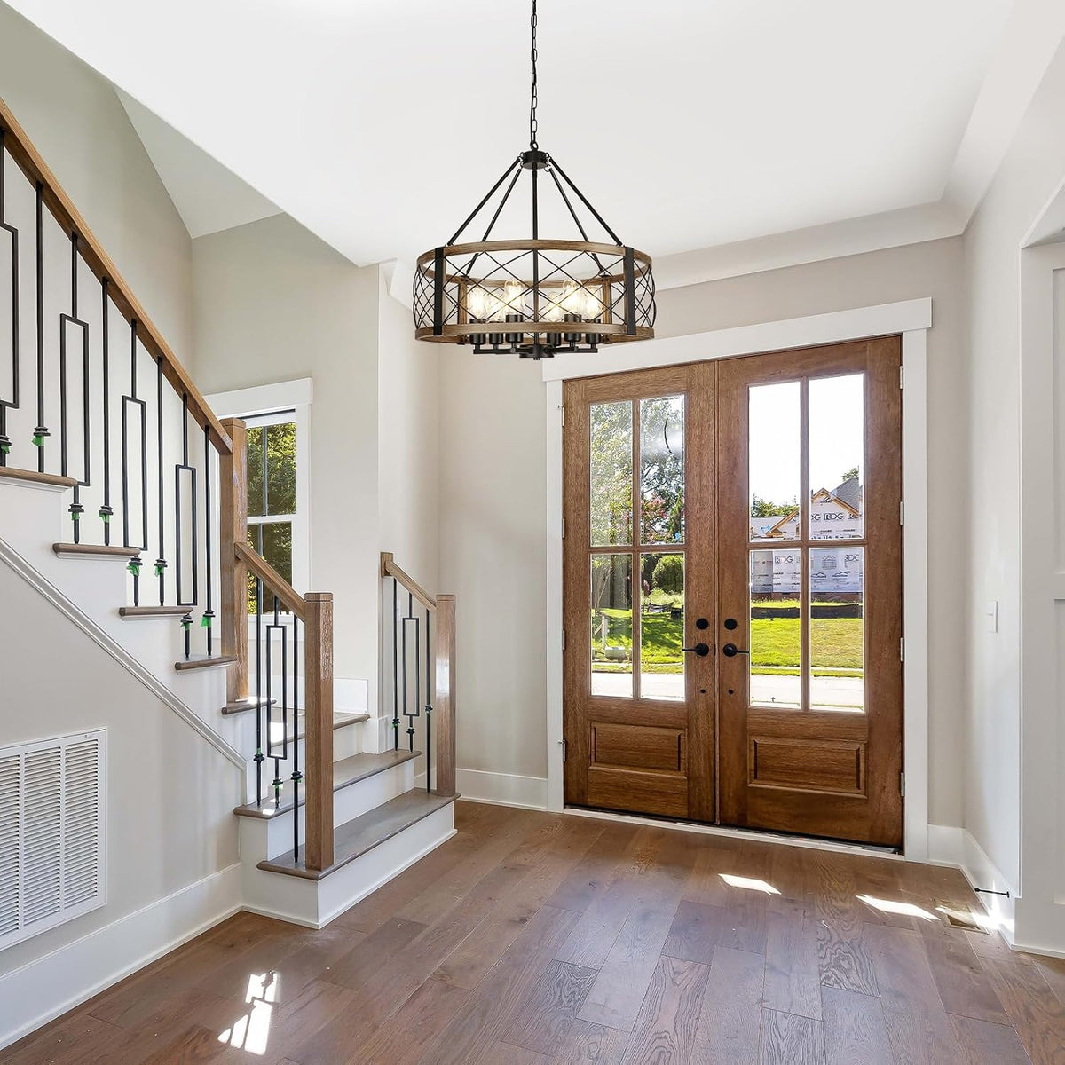 6-light 22.5'' farmhouse chandelier for dining room light showing dimensions