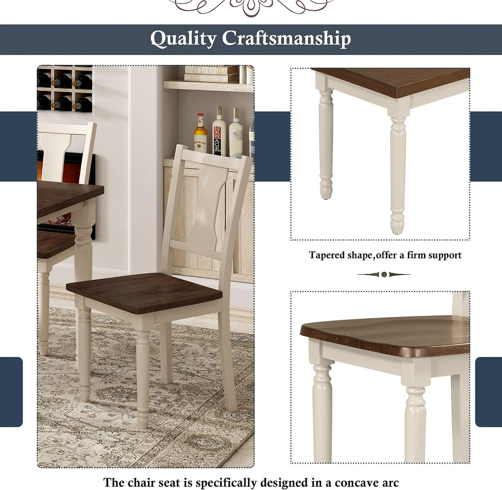LUMISOL 60" Farmhouse Kitchen Table Set for 4-6 (6-Piece)