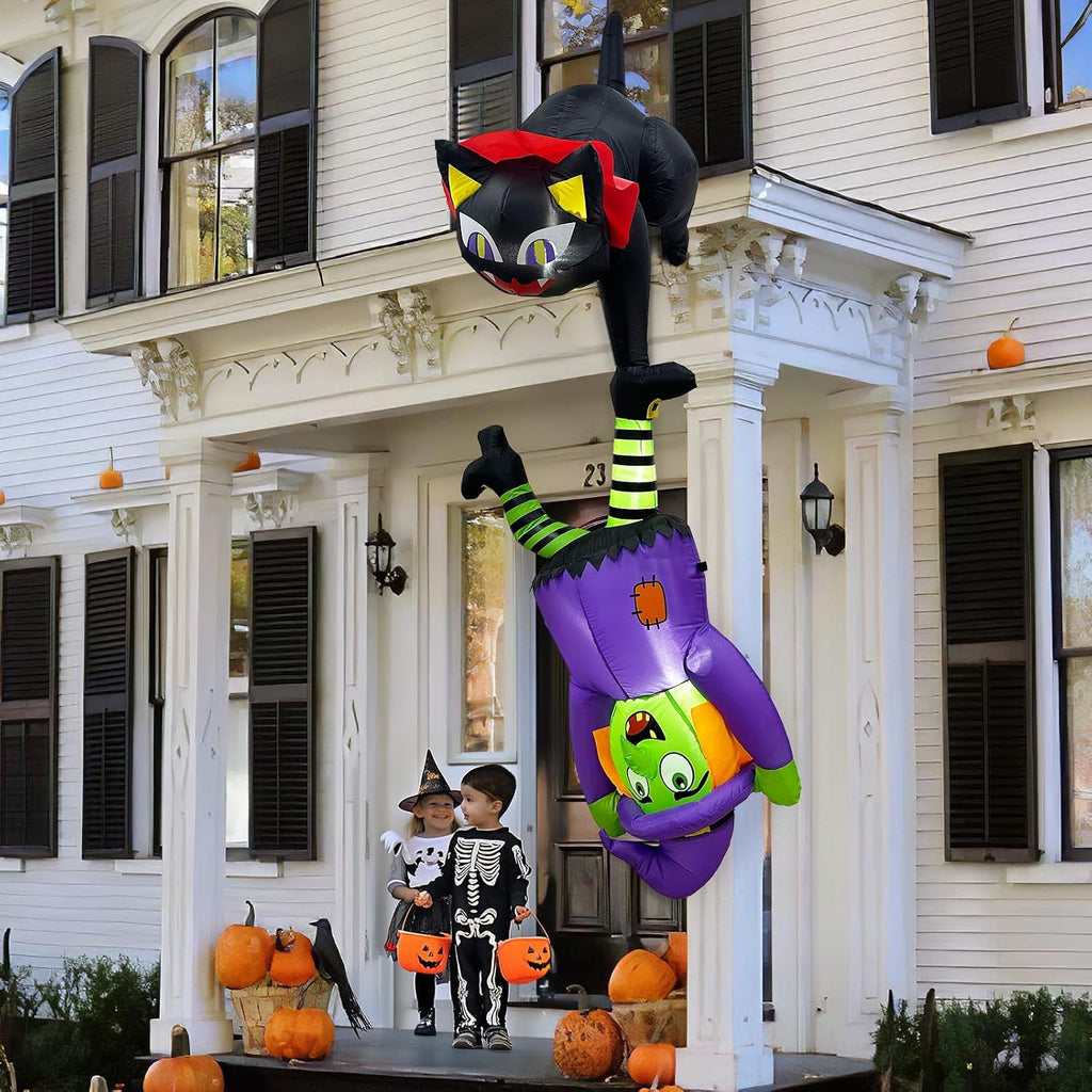 OurWarm 8FT Inflatable Witch Cat Halloween Inflatables Outdoor Decorations