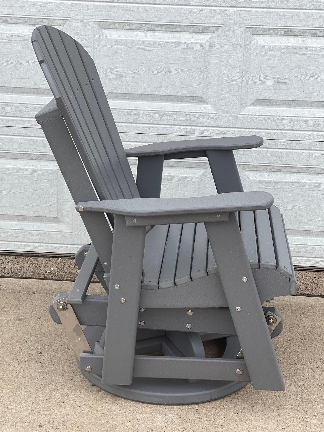 Phat Tommy Glider for Outside Patio - Outdoor Swivel Glider Chair - Poly Outdoor Furniture, Adirondack Porch Glider Chair, Weatherwood